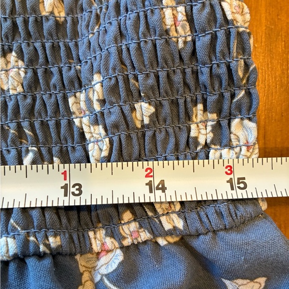 Inspired Hearts Dusty Blue Floral Smocked Romper - Picture 6 of 7